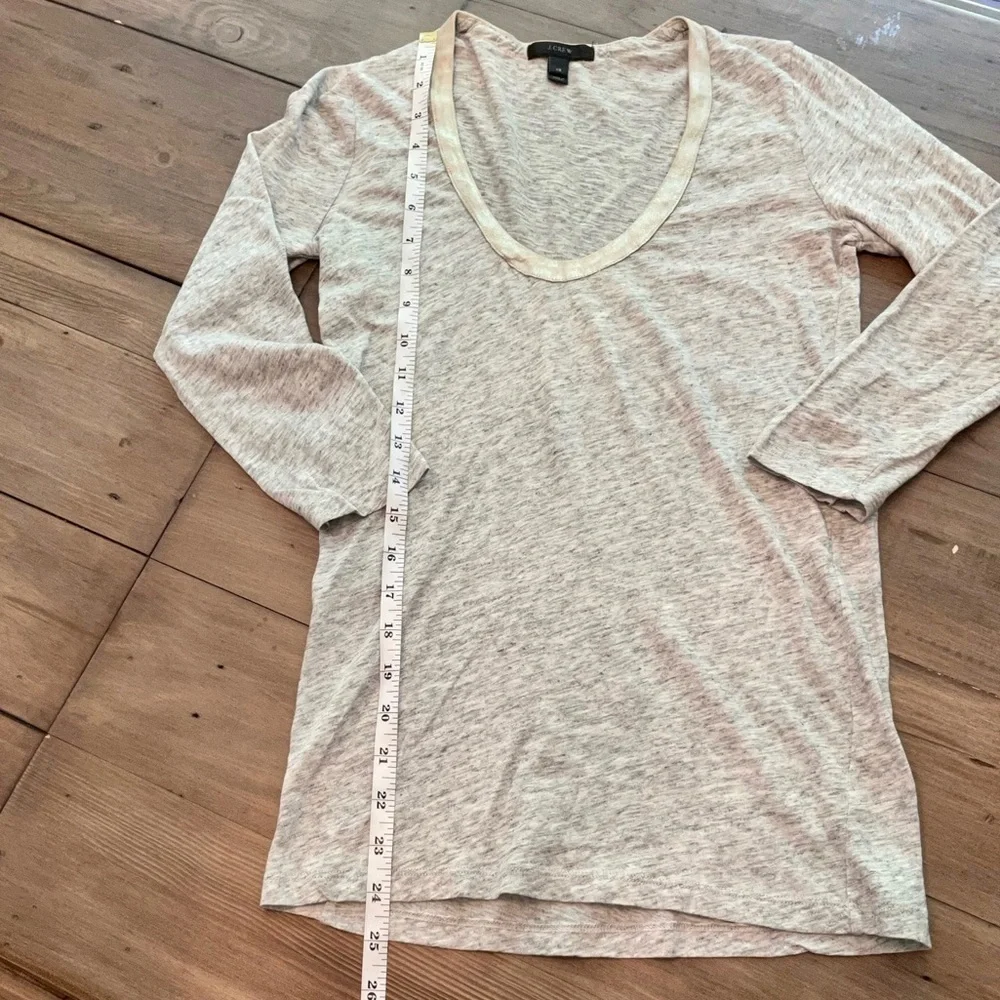 𝅺J Crew Leather trim top